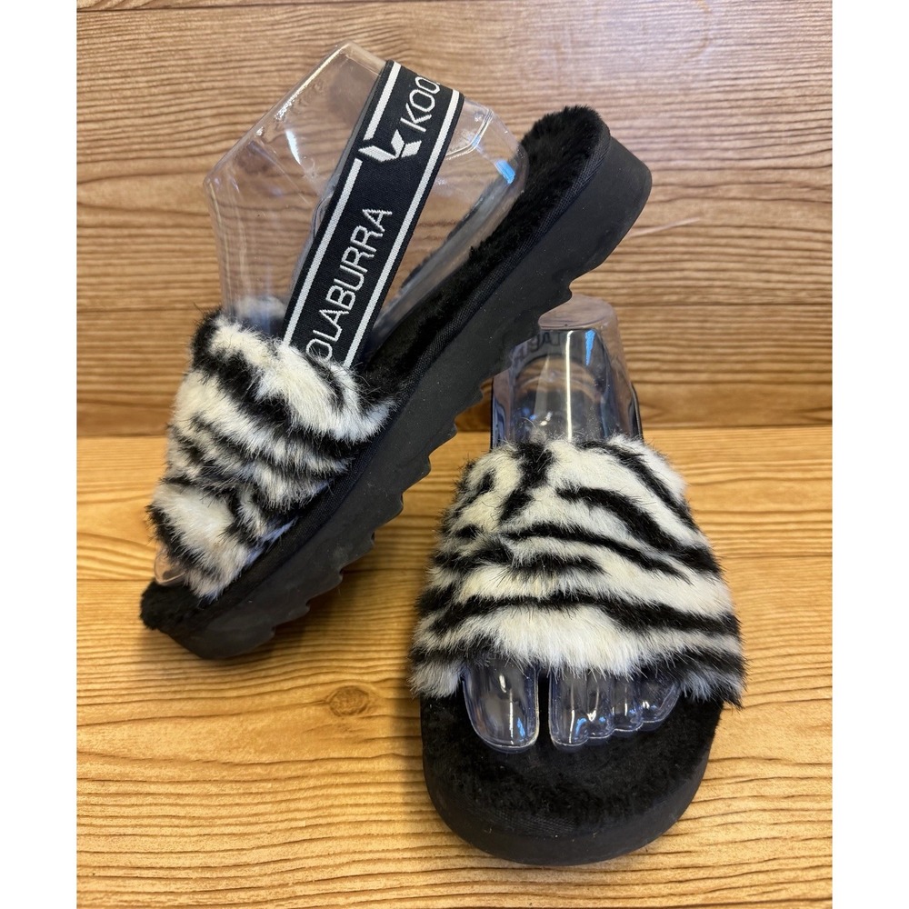 Koolaburra by Ugg Women Shoes Fuzz'n II Zebra‎ Slippers Furry Size 8 EU 39 - Picture 2 of 9